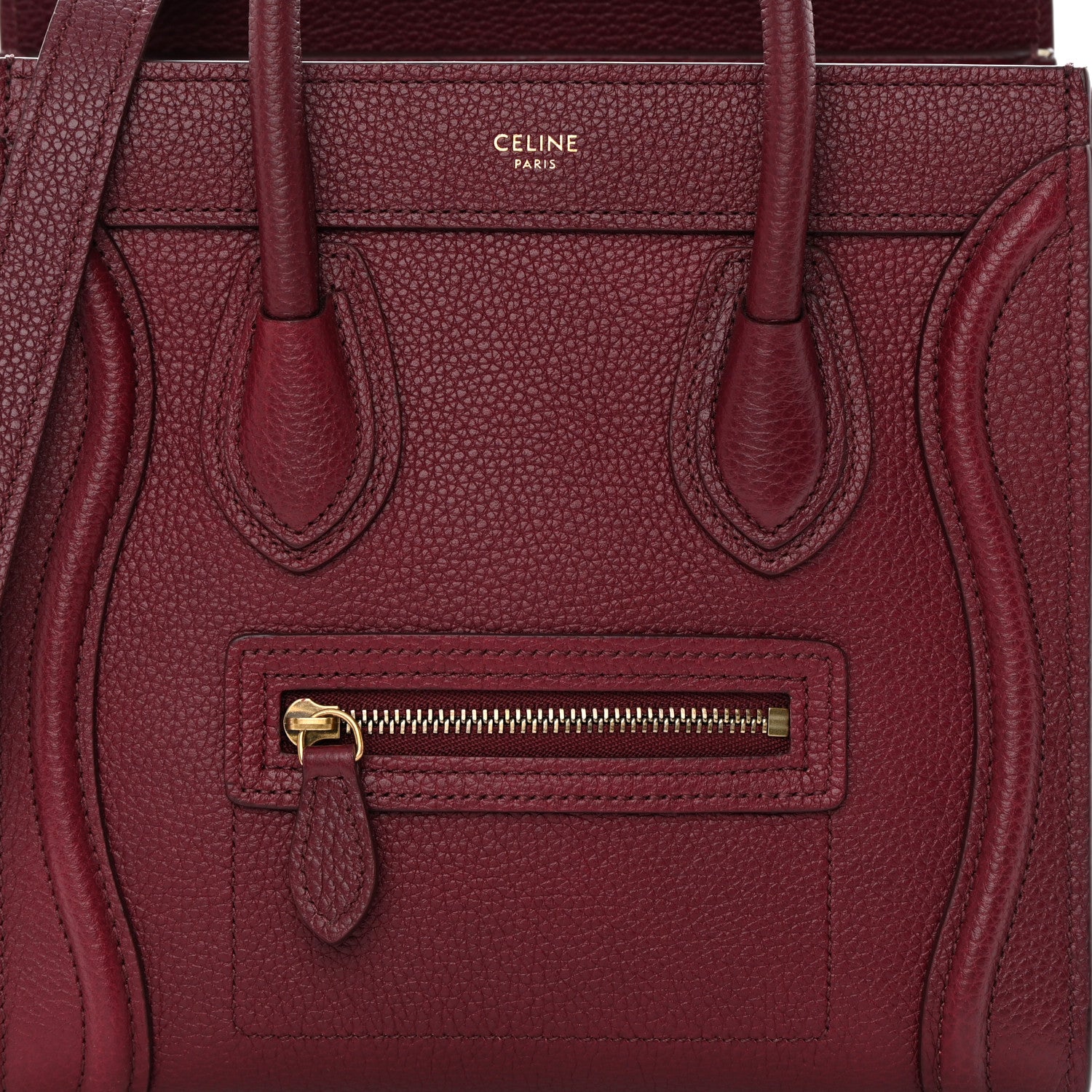 Celine Drummed Calfskin Nano Luggage Acai 9 of 12