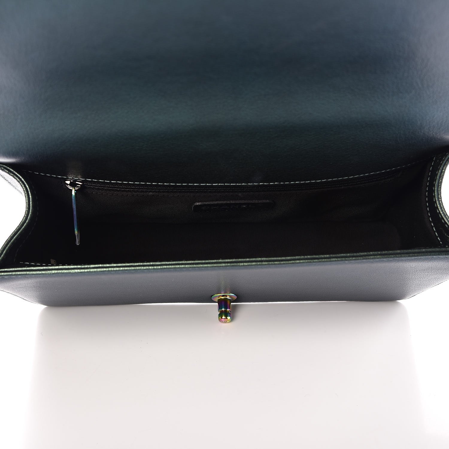 Chanel Iridescent Goatskin Quilted New Medium Boy Flap Green 6 of 9