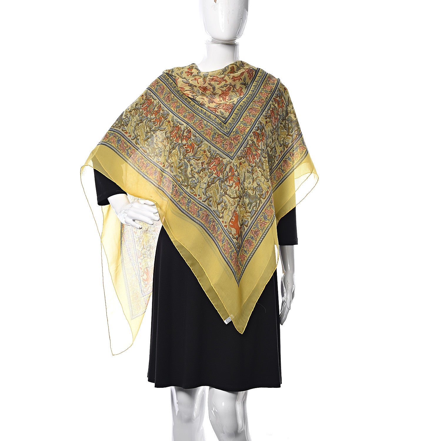 Hermes Cashmere Silk Chasse En Inde Shawl 140 2 of 9