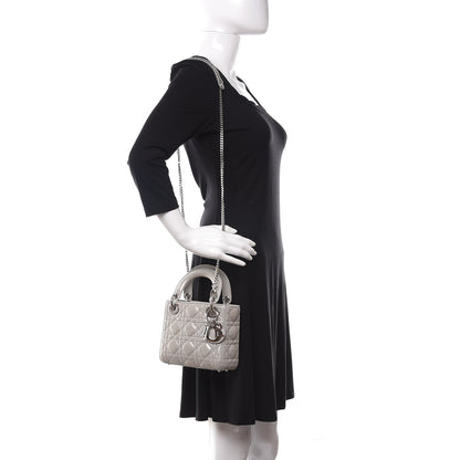 Christian Dior Metallic Lambskin Cannage Mini Lady Dior Silver 2 of 13