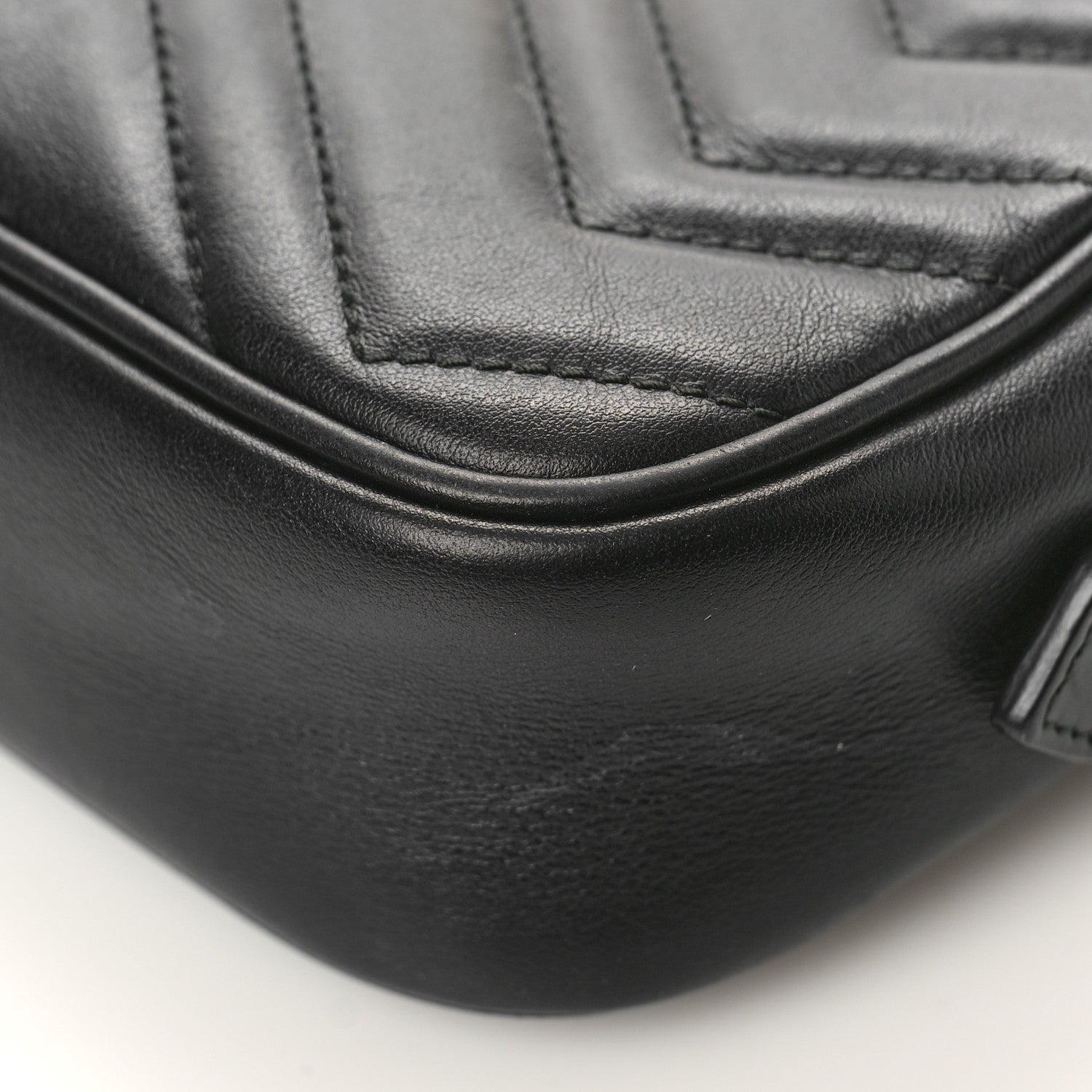Gucci Calfskin Matelasse Mini GG Marmont Chain Shoulder Bag Black 9 of 10