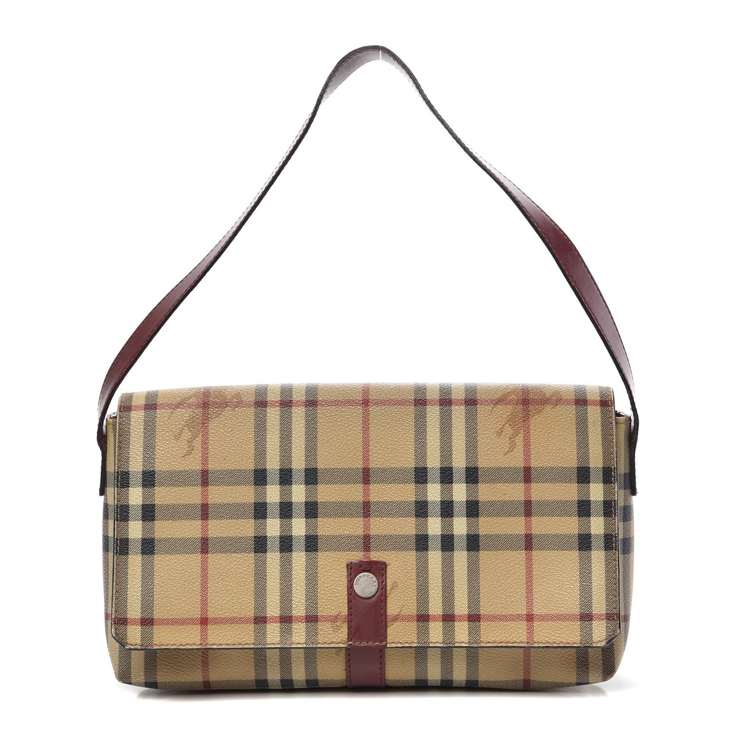 Burberry Haymarket Check Shoulder Bag Military Red 1 of 17