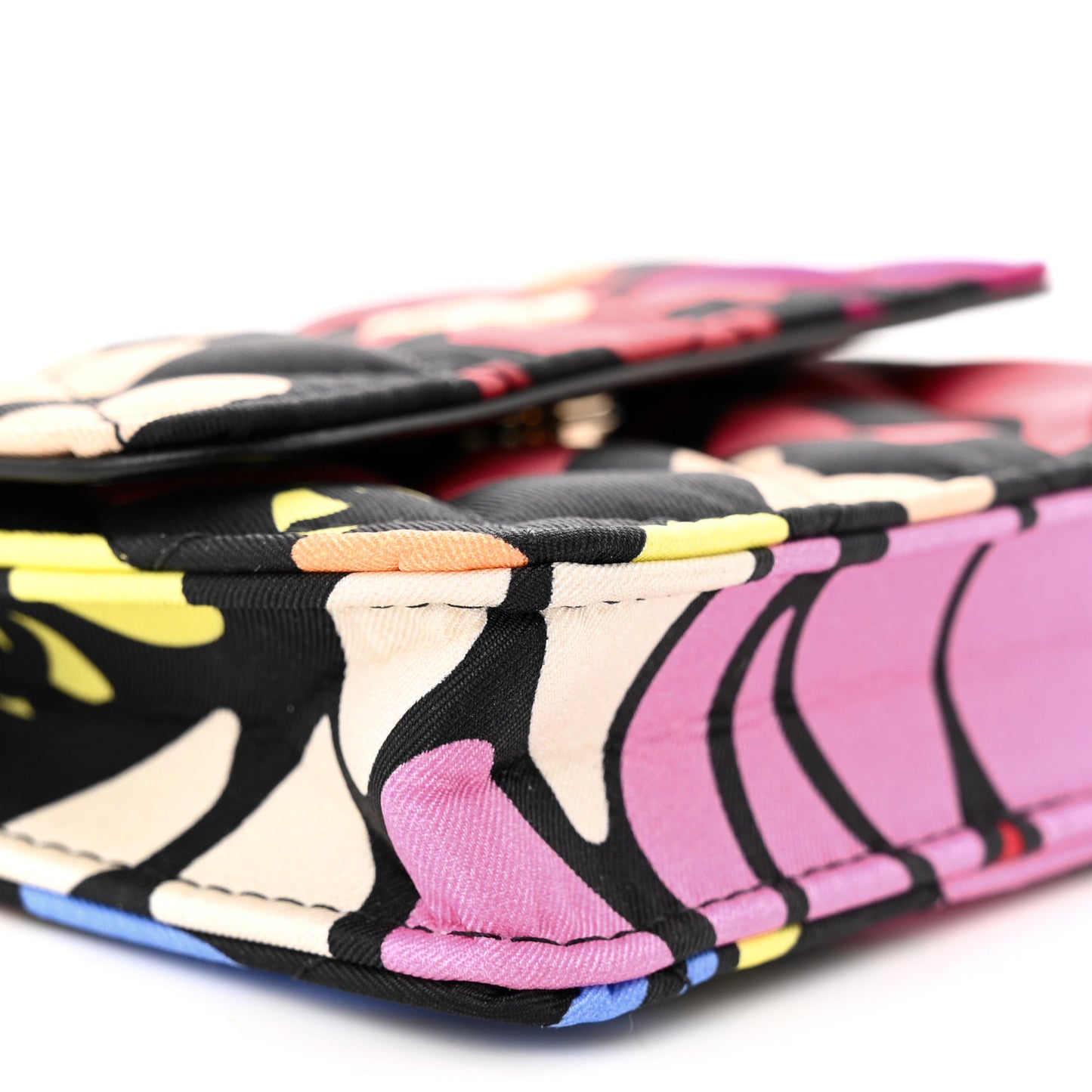 Canvas Printed CC Mini Clutch With Chain Multicolor