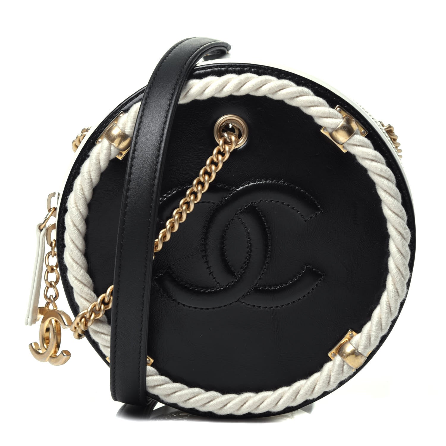 Chanel Crumpled Calfskin Cotton Small En Vogue Round Bag Black 1 of 10