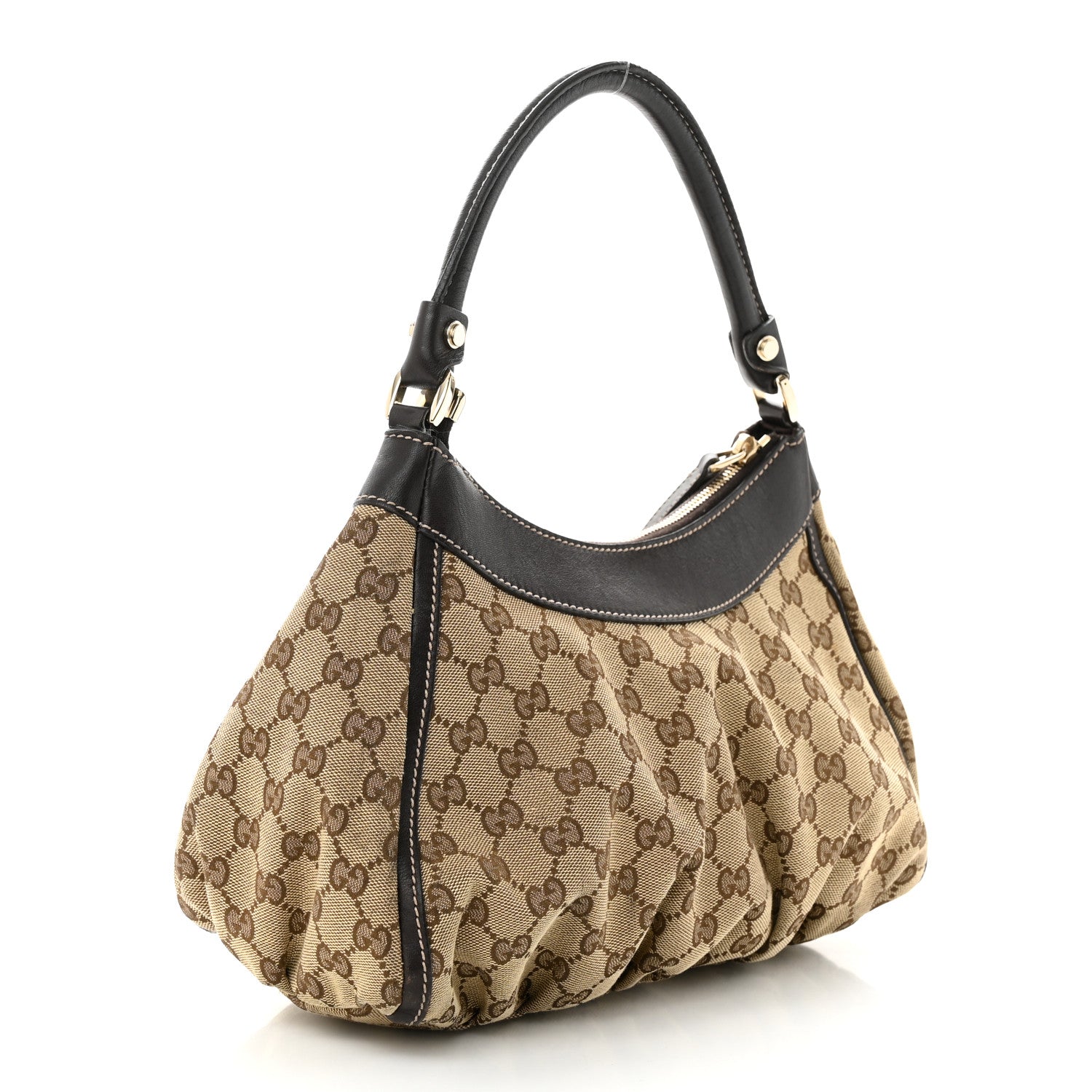 Gucci Monogram Medium D Gold Ring Hobo Dark Brown 3 of 11