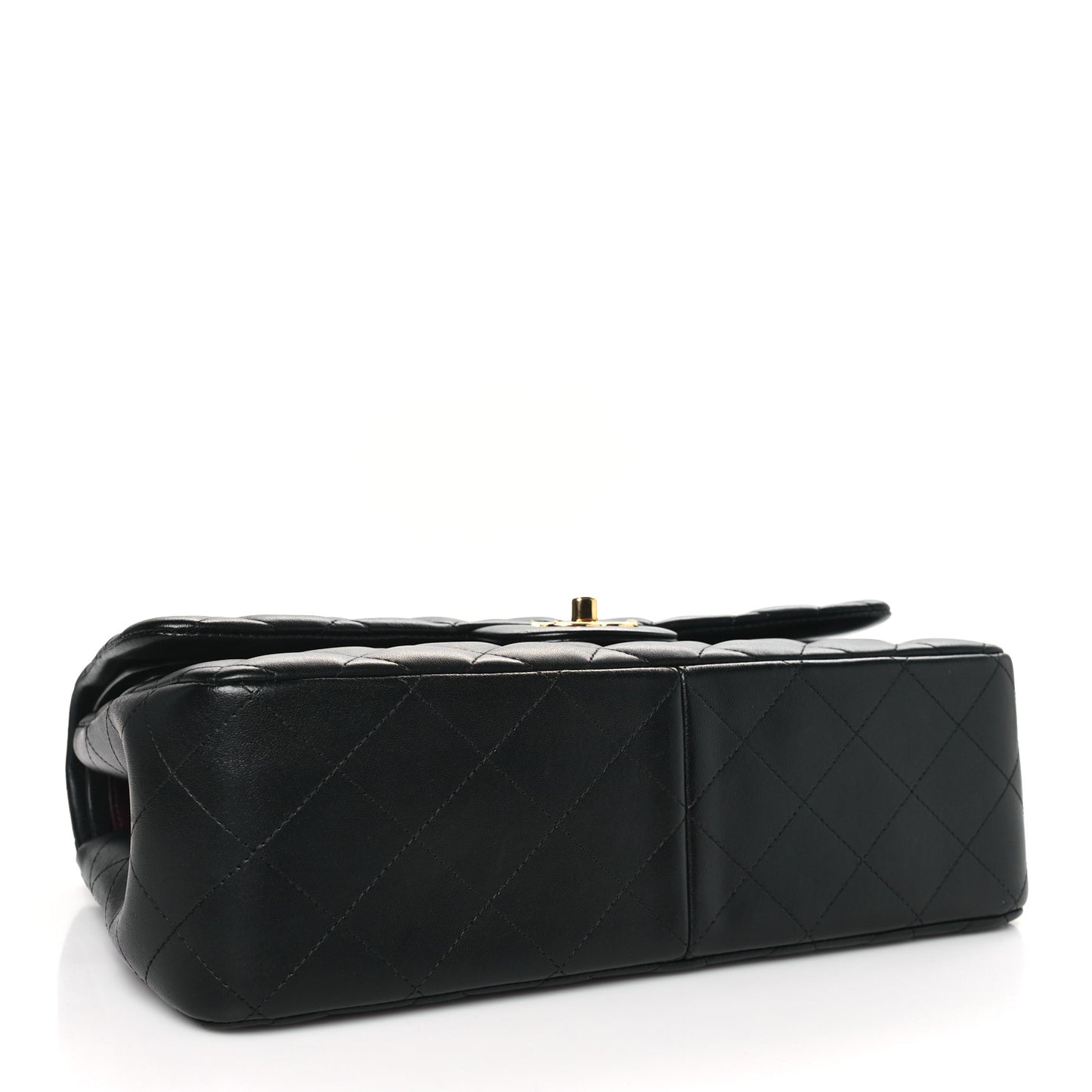 Lambskin Quilted Jumbo Double Flap Black