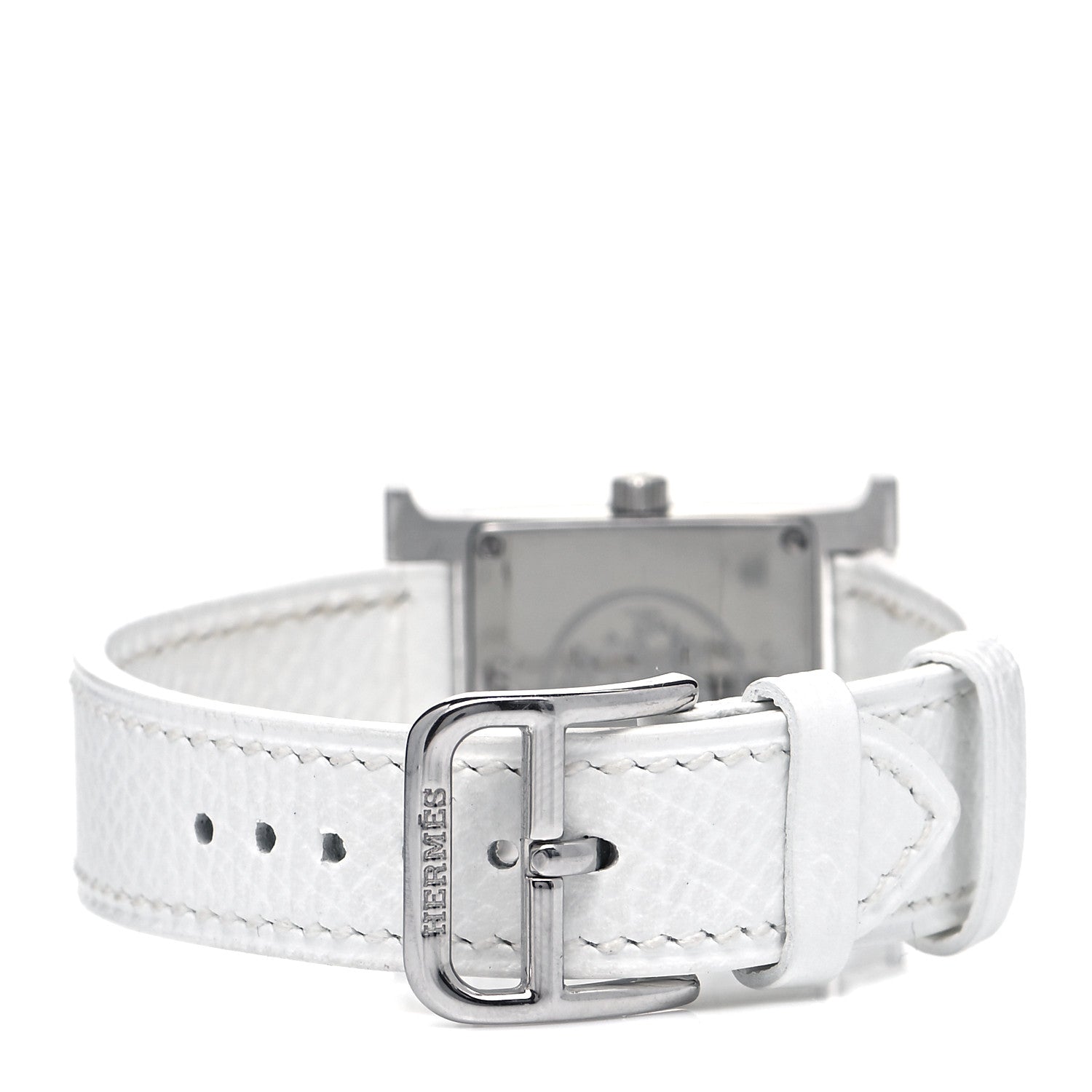 Hermes Stainless Steel Epsom 21mm Heure H Hour Quartz Watch Blanc 3 of 4
