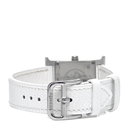 Hermes Stainless Steel Epsom 21mm Heure H Hour Quartz Watch Blanc 3 of 4