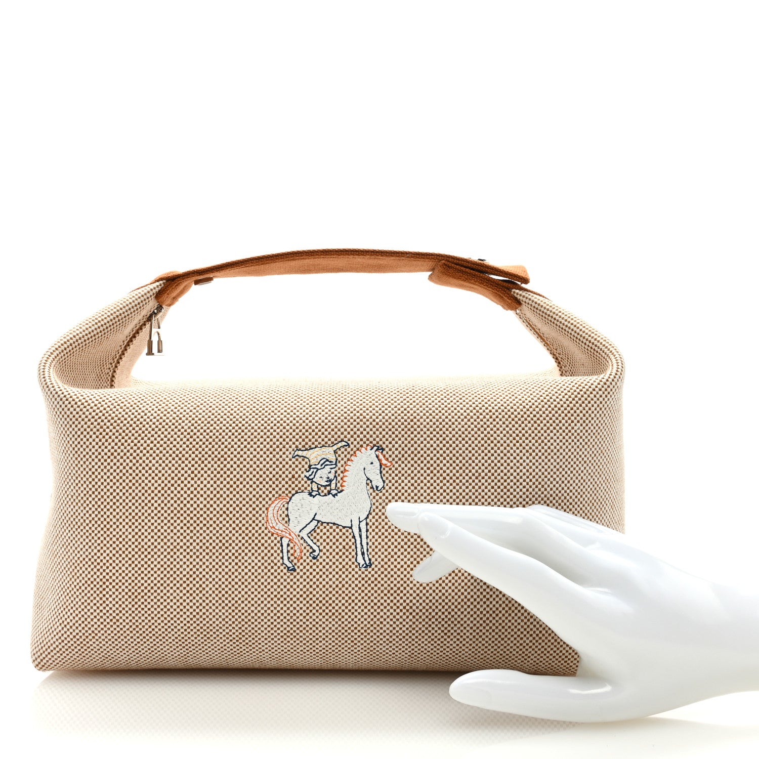 Hermes Canvas Large Bride-A-Brac Cabriole Case Biscuit 2 of 7