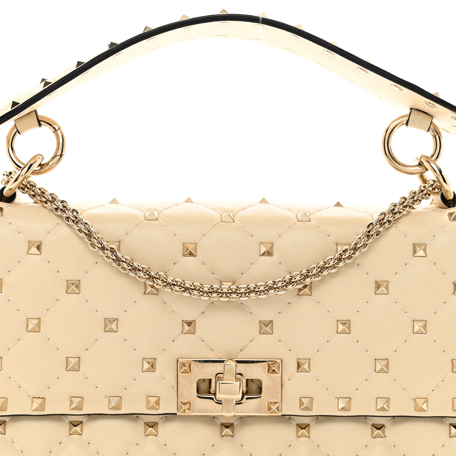 Valentino Garavani Nappa Medium Rockstud Spike Shoulder Bag Light Ivory 7 of 9