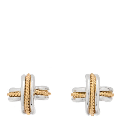 Tiffany Sterling Silver 18K Yellow Gold Signature X Earrings 1 of 4