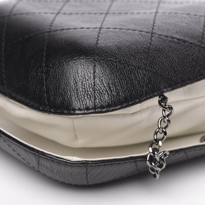Chanel Aged Calfskin Quilted Gabrielle Bucket White Black 9 of 11