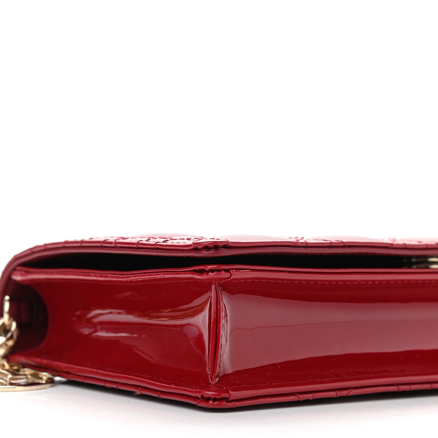 Christian Dior Patent Cannage Lady Dior Clutch Rouge Ceris 9 of 12