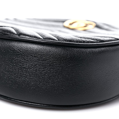 Gucci Azalea Calfskin Matelasse Heart Mini GG Marmont Round Shoulder Bag Black 9 of 9