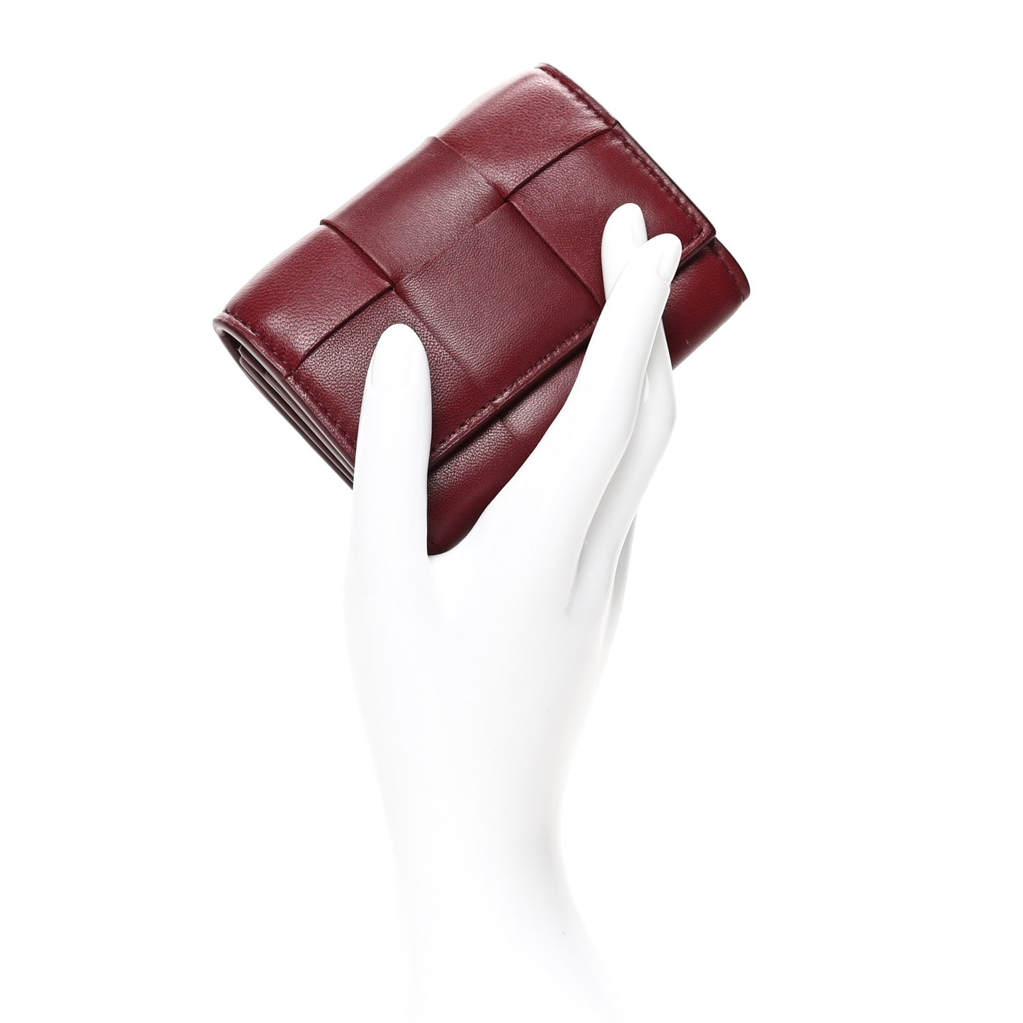 Nappa Maxi Intrecciato Compact Wallet Bordeaux
