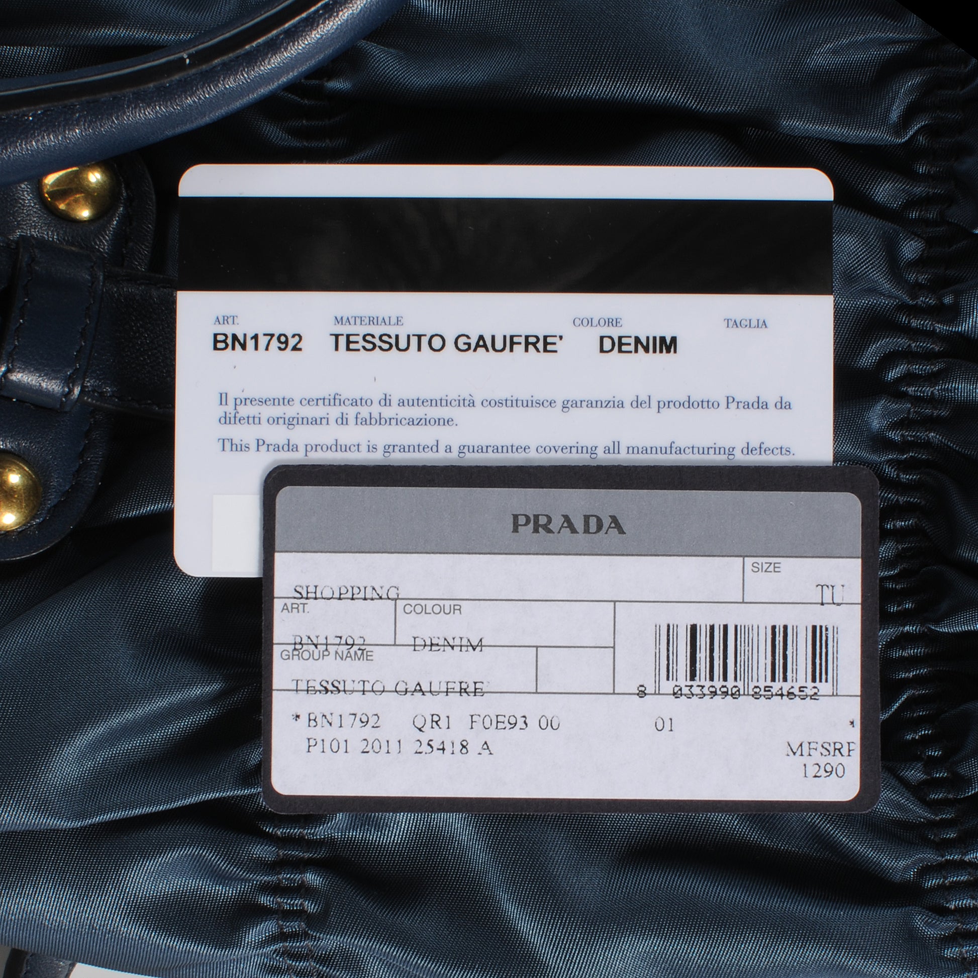 Prada Tessuto Nylon Gaufre Tote Denim 8 of 10