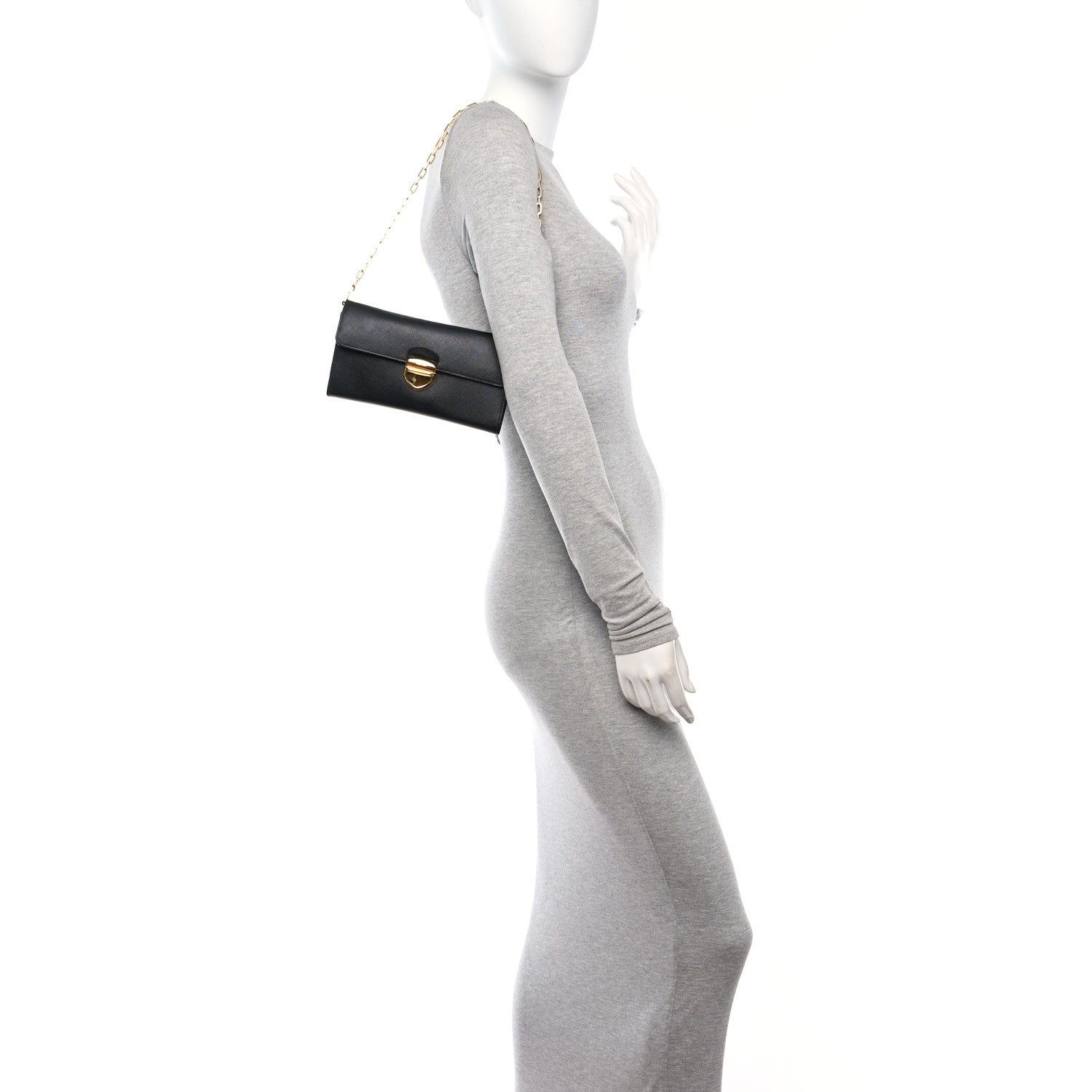 Prada Saffiano Chain Wallet Black 3 of 12
