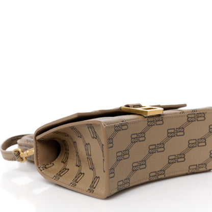 Balenciaga Coated Canvas BB Monogram Hourglass Top Handle Bag XS Beige Brown 9 of 10
