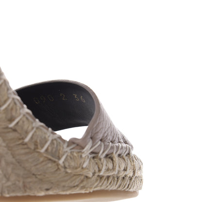 Valentino Garavani Grained Calfskin Rockstud Ankle Strap Espadrille 15/105mm Wedge Sandals 36 Poudre Natural 9 of 10