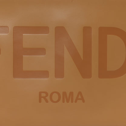 Fendi Vitello King Logo Embossed Large Flat Pouch Miele Scuro 7 of 7