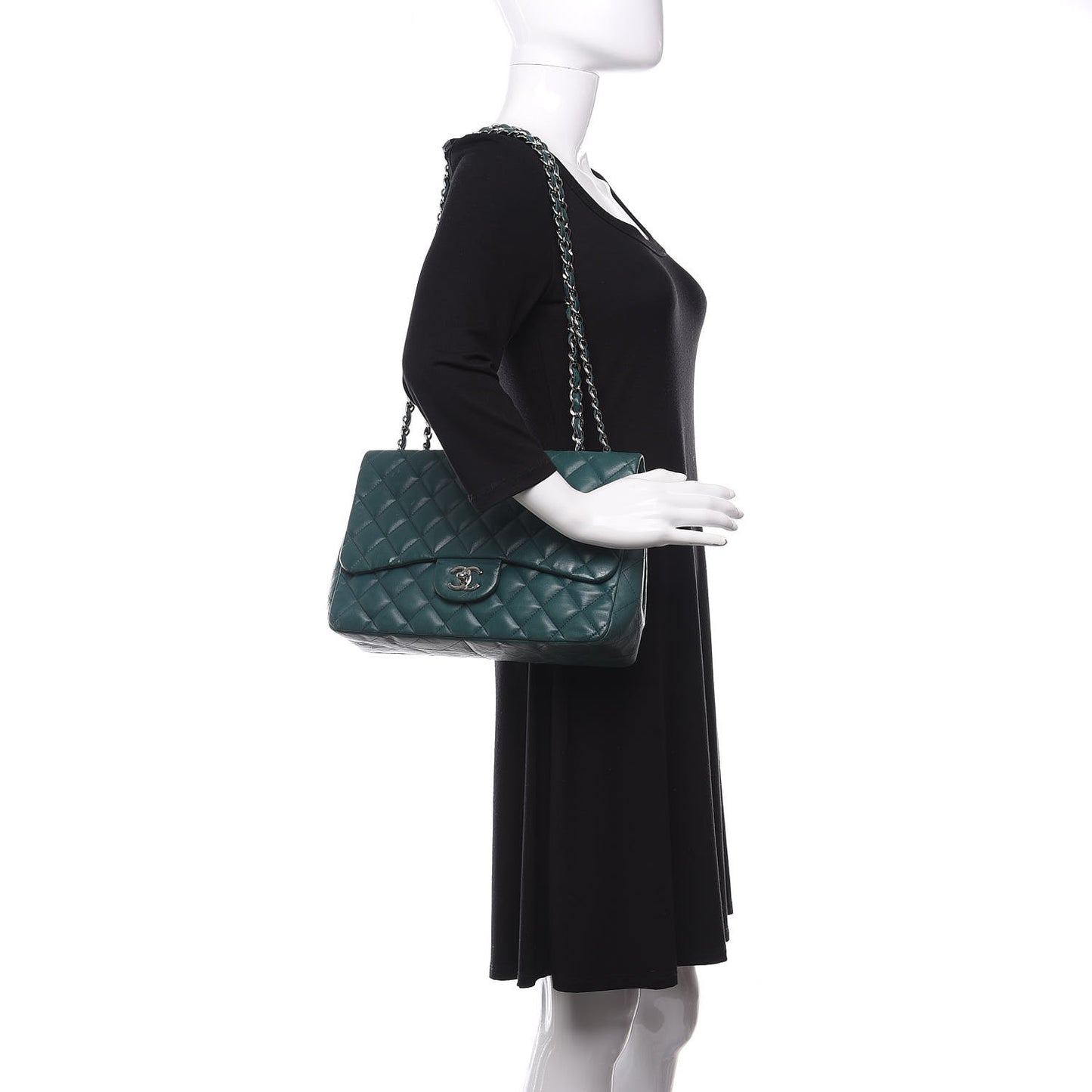 Lambskin Quilted Jumbo Single Flap Turquoise