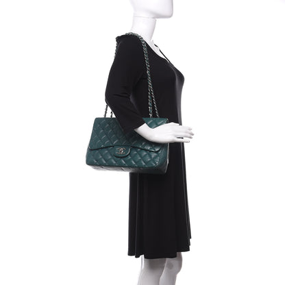 Chanel Lambskin Quilted Jumbo Single Flap Turquoise 2 of 14