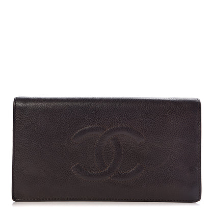 Chanel Caviar Timeless CC Yen Wallet Dark Brown 1 of 22
