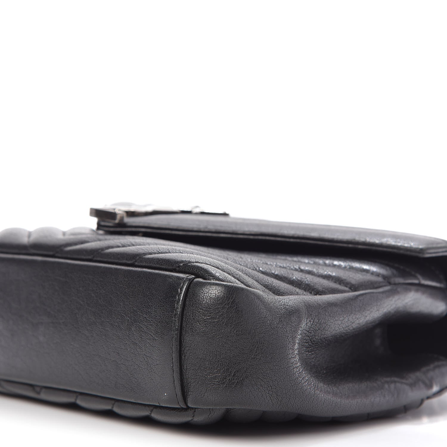 Saint Laurent Sheepskin Matelasse Chevron Monogram Medium College Bag Black 7 of 8