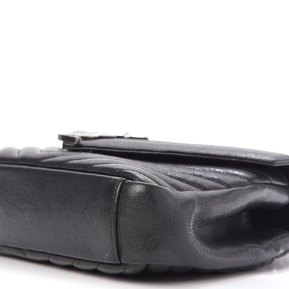 Saint Laurent Sheepskin Matelasse Chevron Monogram Medium College Bag Black 7 of 8