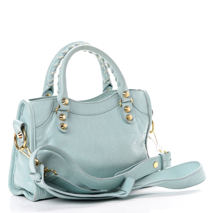 Balenciaga Agneau Classic Gold Hardware Mini City Bleu Maldives 2 of 15