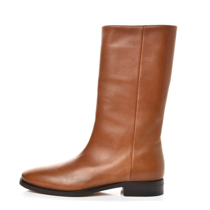 Saint Laurent Grained Calfskin Matt 25 Mid Calf Boots 37.5 Cuoio 1 of 10