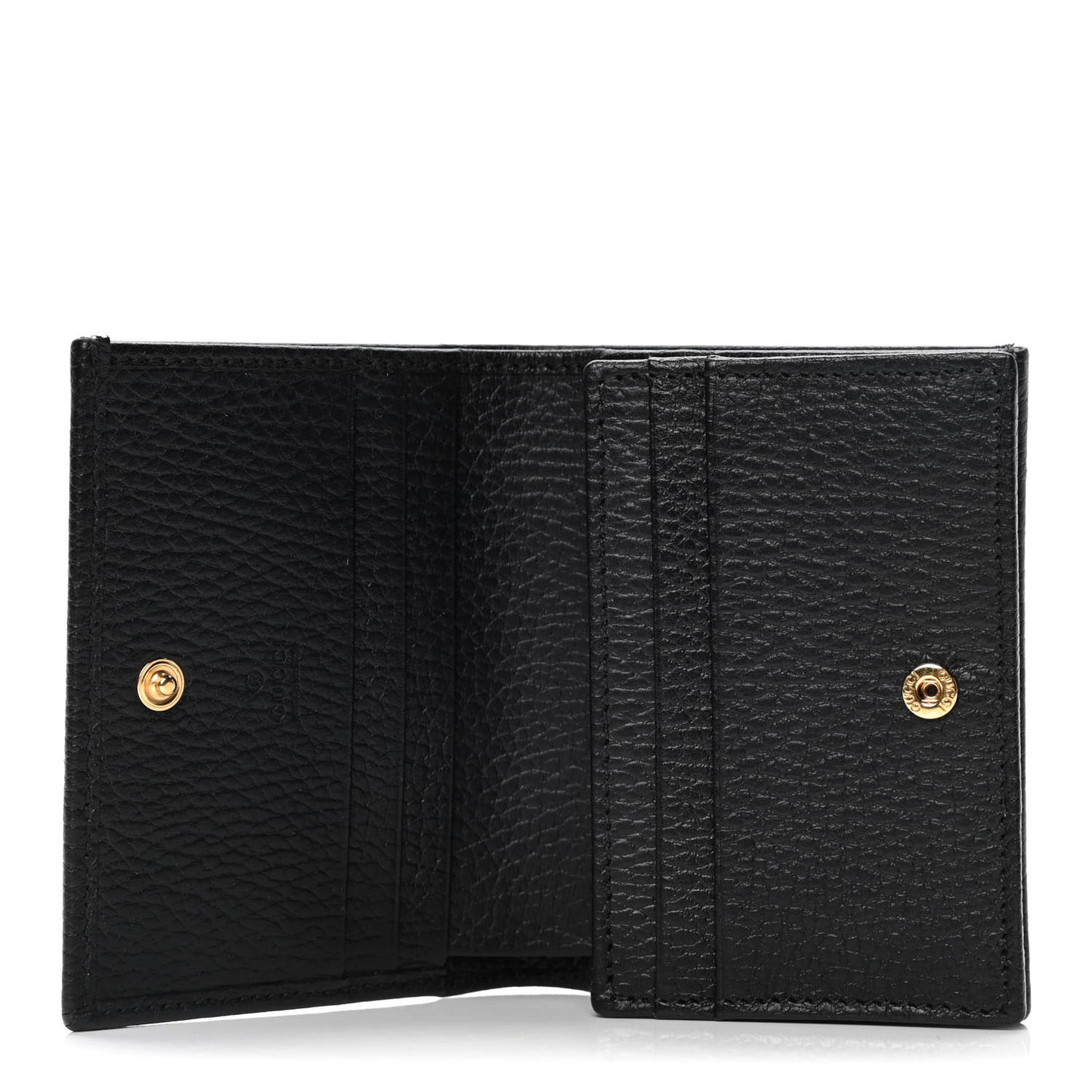Pebbled Calfskin GG Marmont Card Case Black