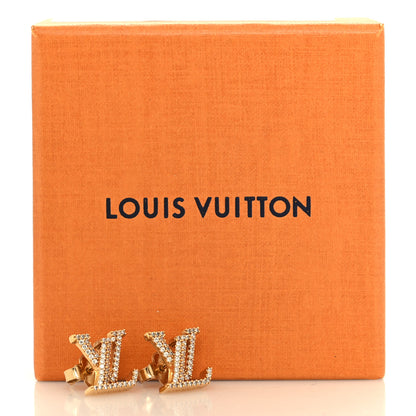 Louis Vuitton Metal Crystal LV Iconic Earrings Gold 6 of 6