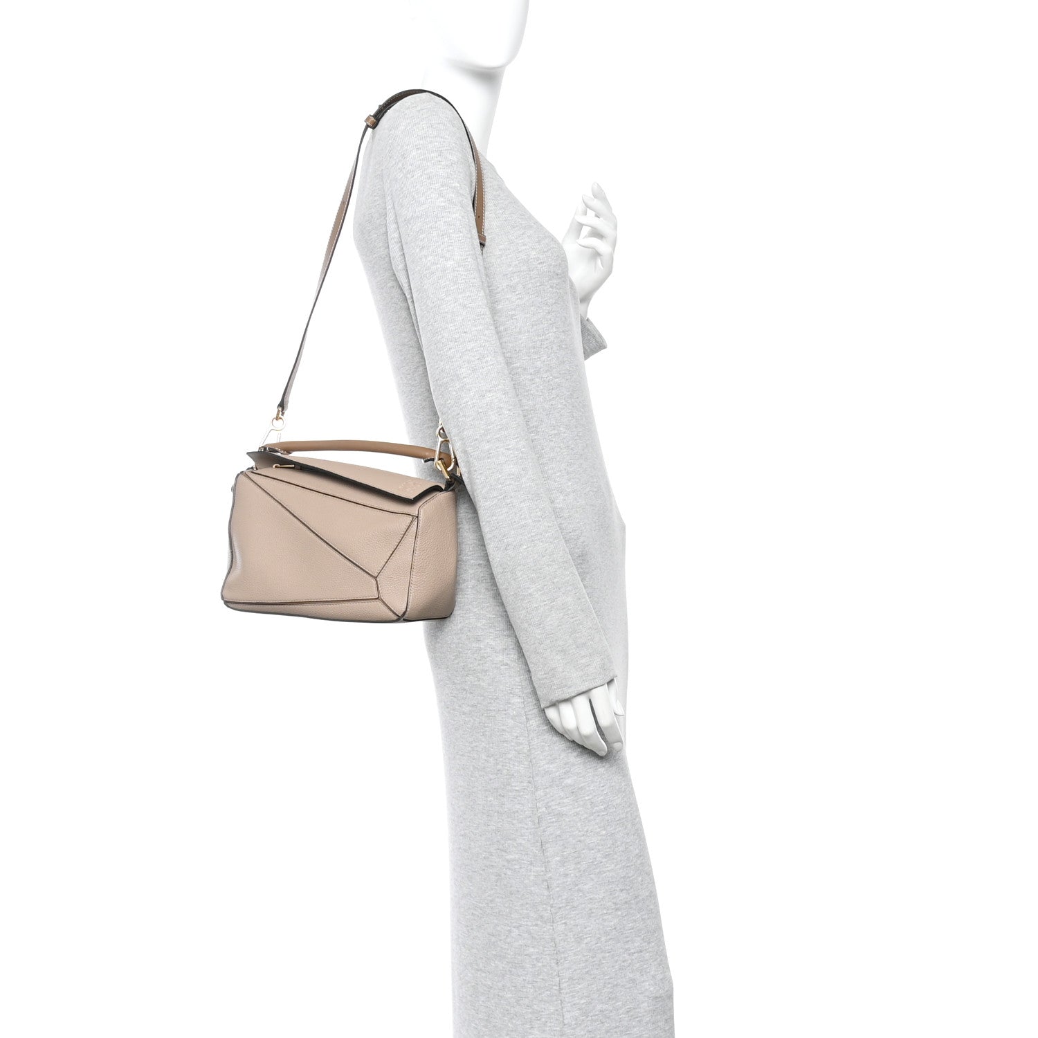 Loewe Grained Calfskin Small Puzzle Bag Sand Mink 1876607