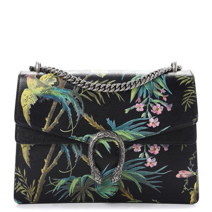 Gucci Calfskin Tropical Print Medium Dionysus Shoulder Bag Black Multi 1 of 9