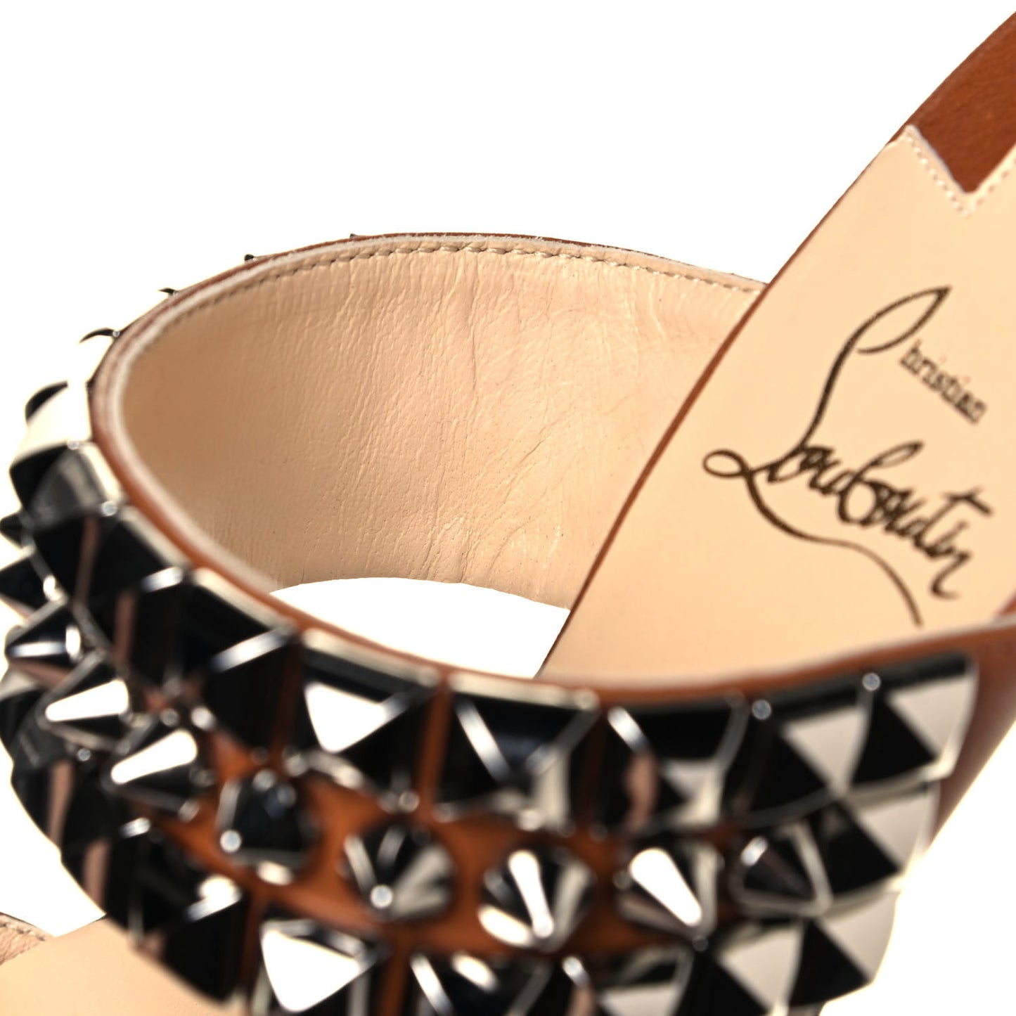 Calfskin Studded Tina Goes Mad 55 Slide Sandals 37 Cuoio