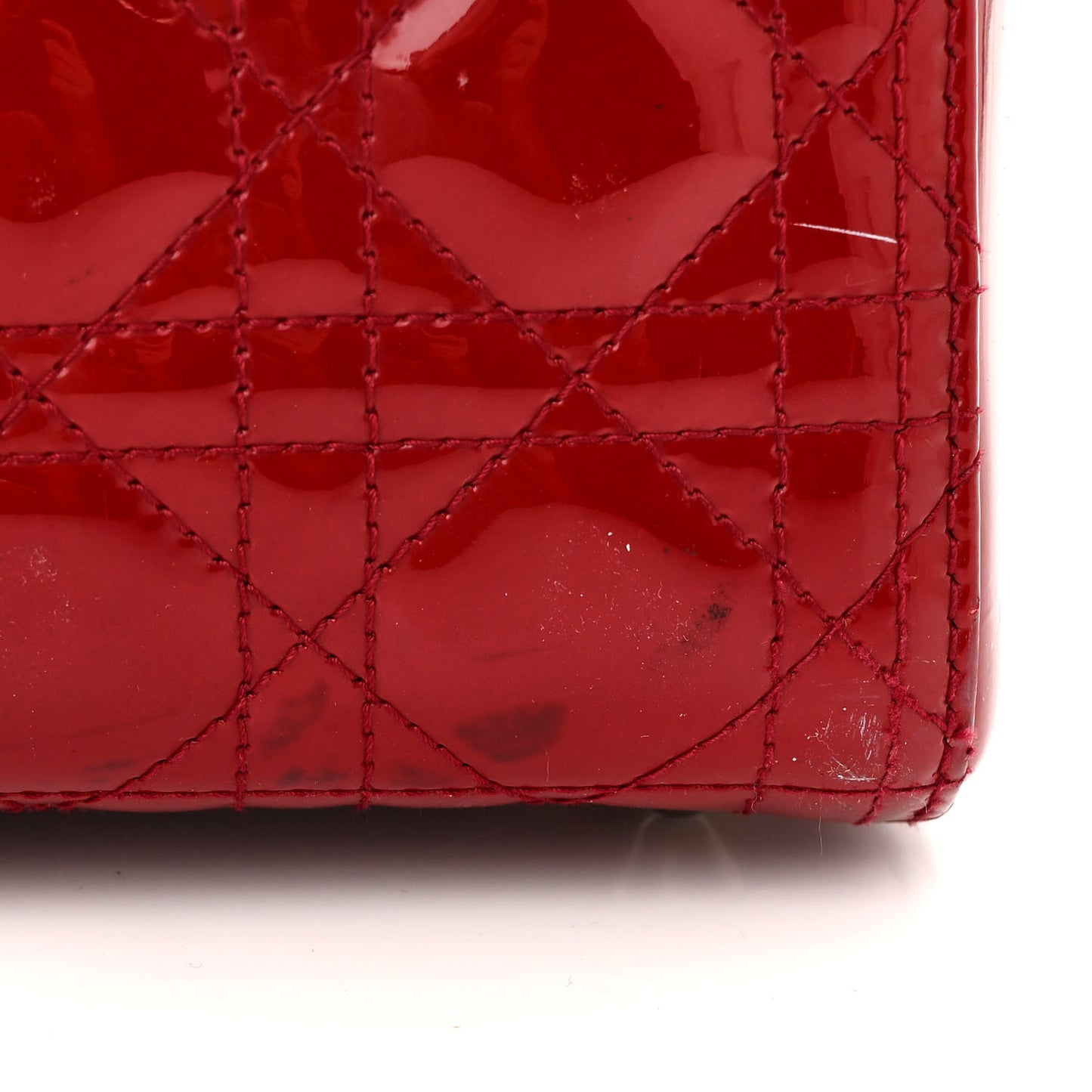 Patent Cannage Large Lady Dior Red