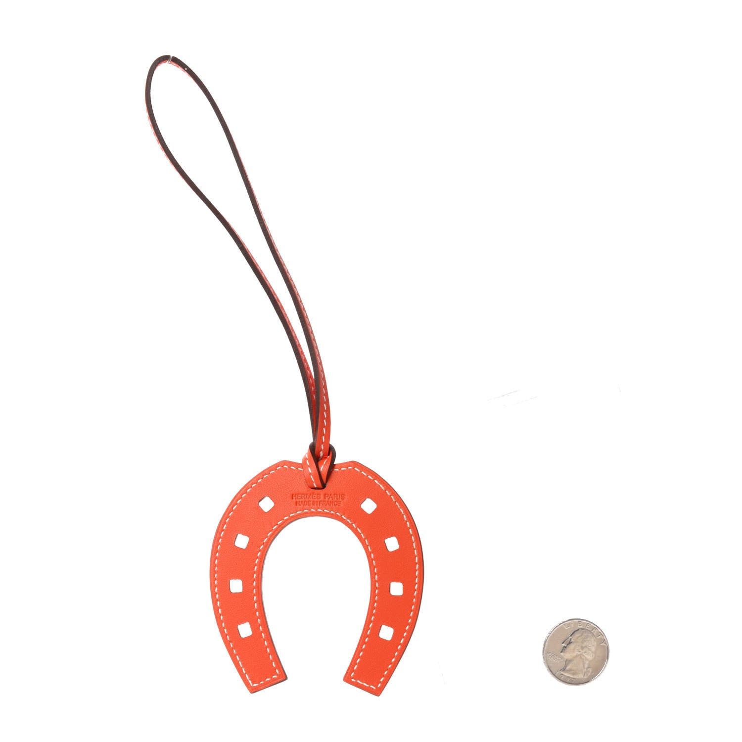 Hermes Swift Paddock Horseshoe Bag Charm Orange Poppy 2 of 4