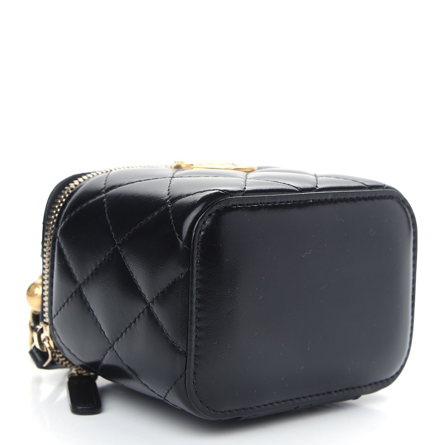 Chanel Calfskin Quilted Mini Perfect Fit Vanity Case With Chain Black 4 of 9