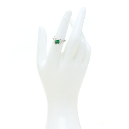 Tiffany Platinum Diamond Green Tourmaline Legacy Ring 51 5.75 2 of 7