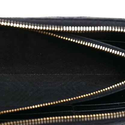 Saint Laurent Grain De Poudre Matelasse Chevron Monogram Zip Around Wallet Black 6 of 14