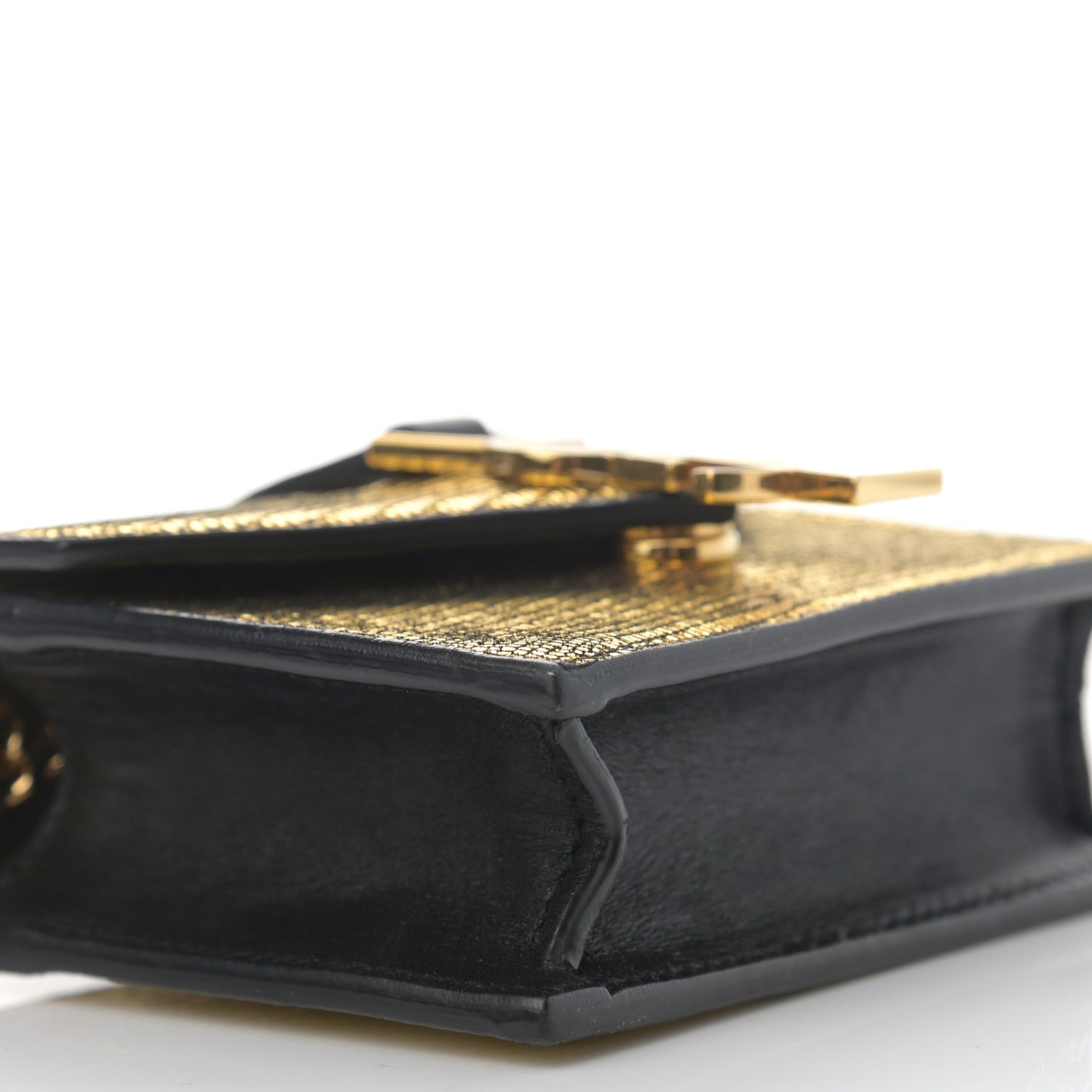 Calfskin Lizard Embossed Monogram Chain Mini Candy Crossbody Gold