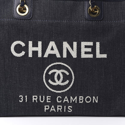 Chanel Denim Small Deauville Tote Dark Blue 11 of 11