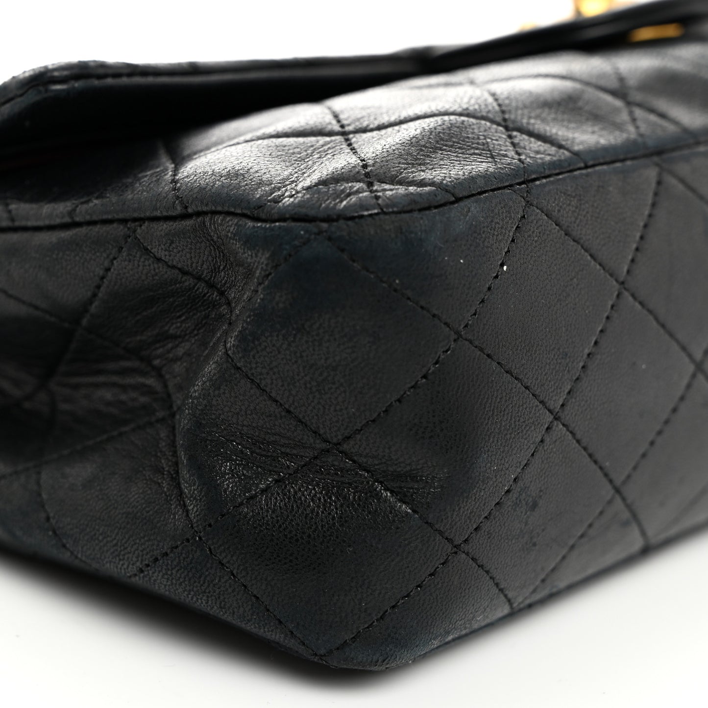 Lambskin Quilted Medium Double Flap Black
