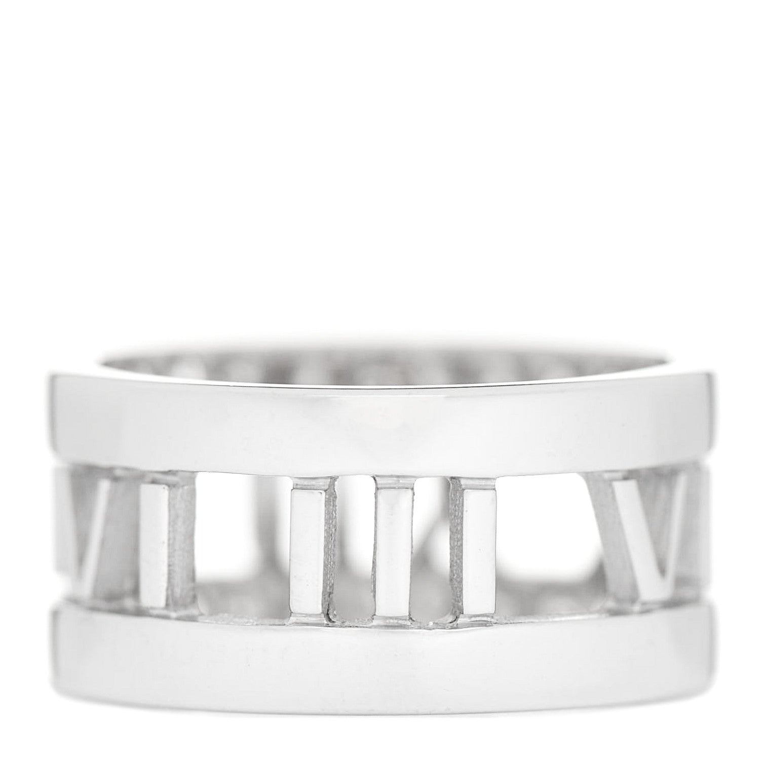 Tiffany 18K White Gold Diamond Wide Atlas Open Ring 49 4.75 3 of 6