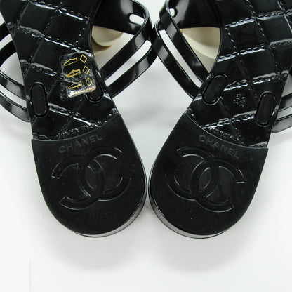 Chanel Jelly Camellia Thong Sandals 38 Black Ivory 11 of 16