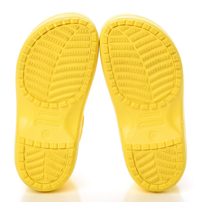 Balenciaga X CROCS Rubber Textured Womens Platform Sandals 35 Jaune Soleil 7 of 8