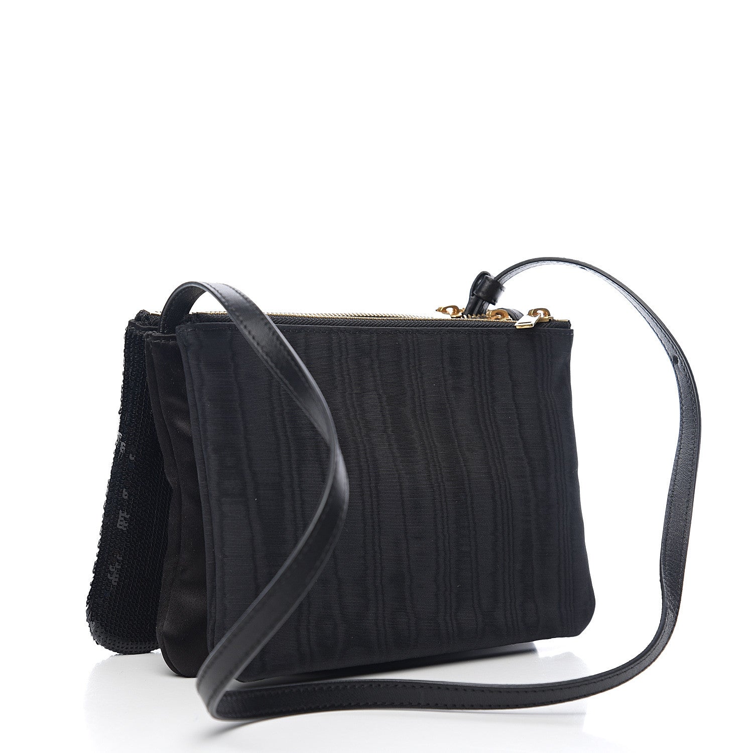 Celine Sequin Small Trio Crossbody Bag Black 2 of 8
