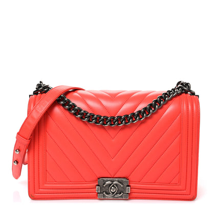 Chanel Lambskin Chevron Quilted Medium Boy Flap Orange 1 of 11