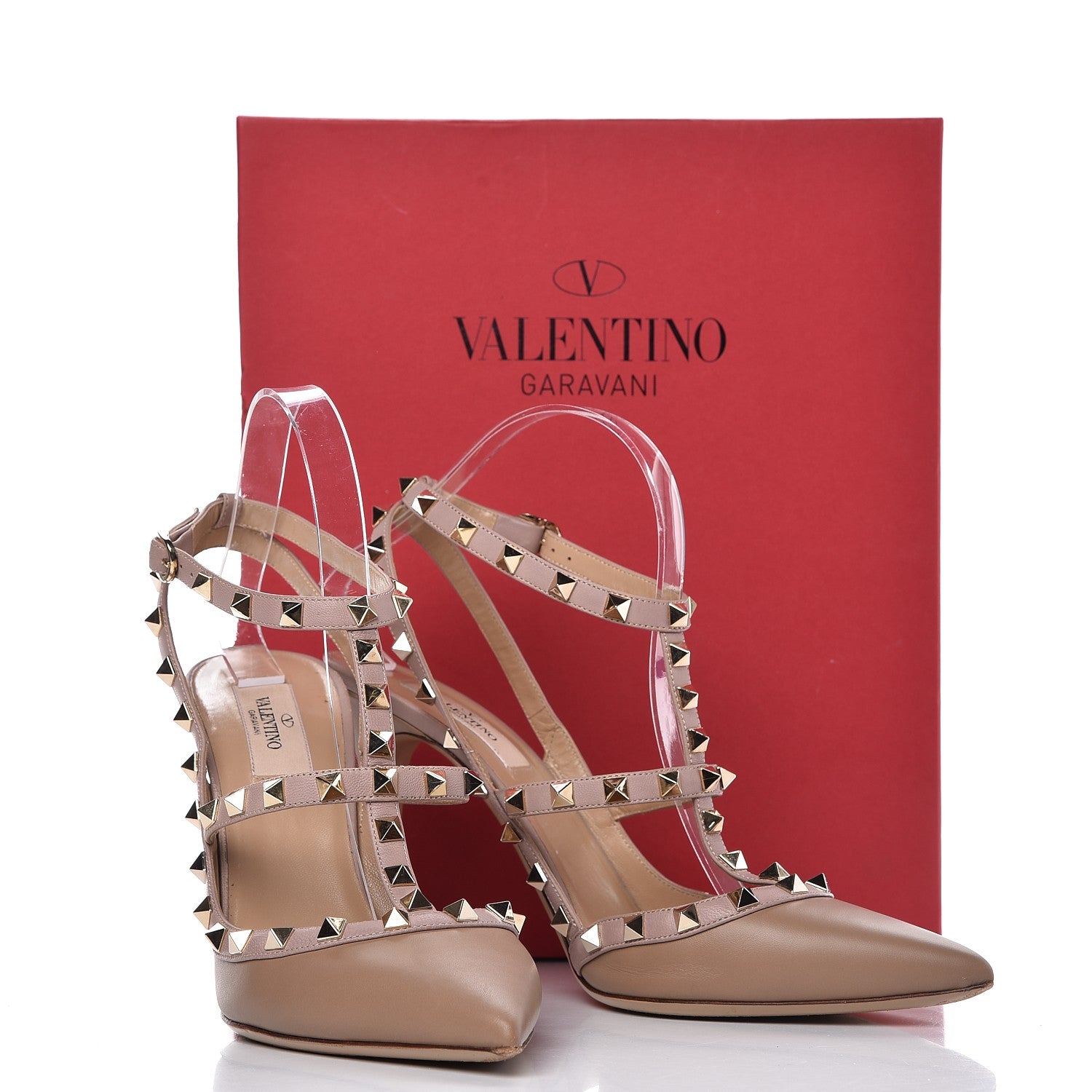 Valentino Garavani Nappa Rockstud Ankle Strap Pumps 40.5 Poudre 13 of 13